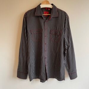 Haupt Germany Men's Black Striped Button Up Shirt Long Sleeve Fashion Fit XL‎